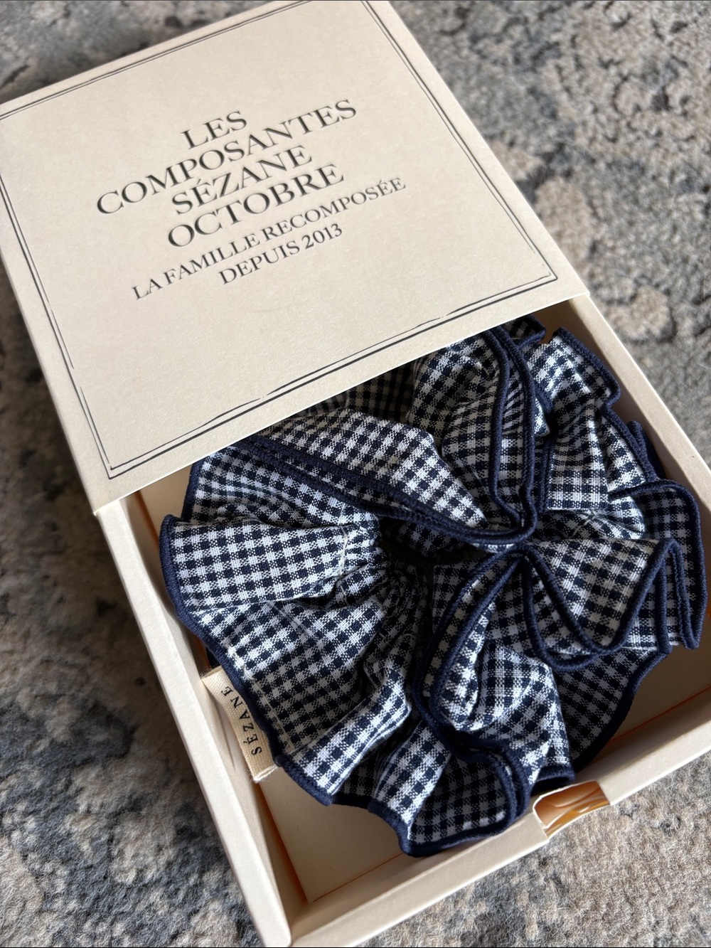 NWT Sezane Scrunchie blue gingham 100% cotton